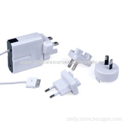 Dual-output Mobile Phone Chargers with 30-pin Port Cable, for iPad/iPhone/Mobile Phones